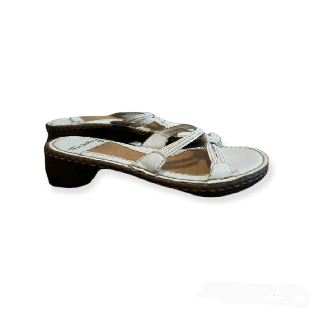 Womens thom macan White wedge Heel size 7.5 Sandals slip on shoes - Picture 6 of 12